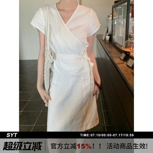 SYT自制苎麻a字半身裙老钱风短裙