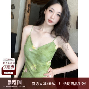 优雅知性印花长裙 新款 SYT原创 油画花朵显瘦吊带连衣裙女2026春季