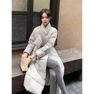 【绒居】SYT自制 复古纯色通勤风围脖方块宽松长款90白鸭绒羽绒服
