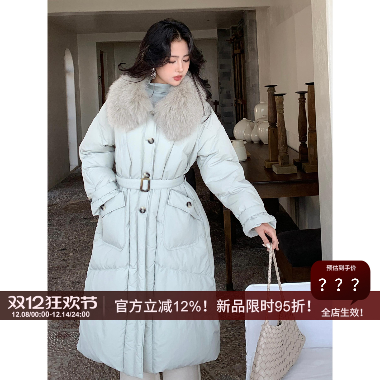 SYT自制狐狸毛领羽绒服外套