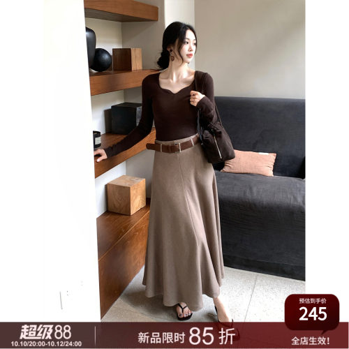 SYT自制赫本风高腰大摆半身裙