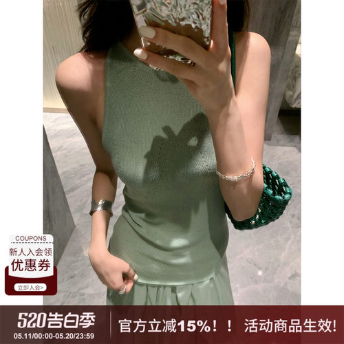 SYT自制老钱风加长挂脖背心上衣