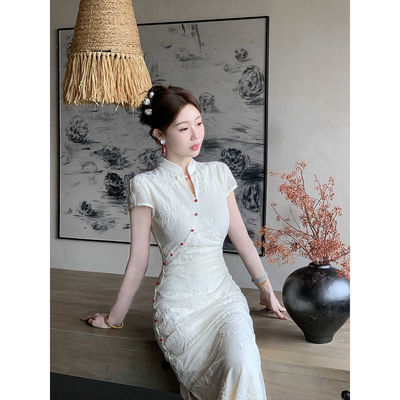 复古国风新中式改良旗袍气质名媛高端精致连衣裙蝴蝶修身包臀裙子