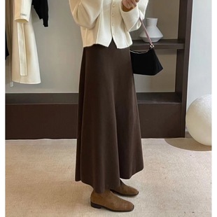 半身裙子女 chao好质量大摆高腰中长款 chao大针织摆裙 秋冬新款