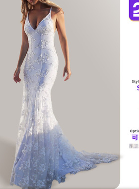 2025欧美外贸新款 礼服长裙ebay亚马逊性感V领白色吊带礼服连衣裙