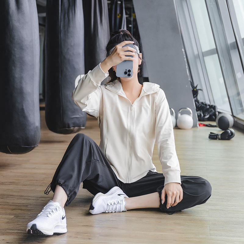 运动套装女春夏专业健身房瑜伽服跑步加绒上衣宽松外套速干衣晨跑