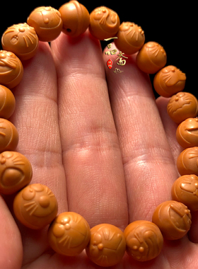 机器猫文玩猴头手串高端叮当猫手链女款女士哆啦A梦橄榄核精雕刻