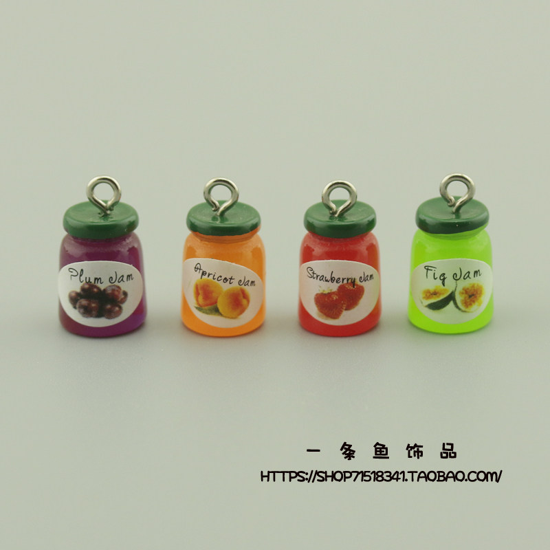 DIY饰品配件 树脂仿真食玩彩色立体果酱罐头水果罐头耳环吊坠挂件