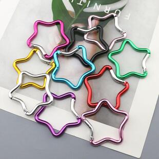 DIY饰品配件 彩色铝合金五角星异形登山扣弹簧扣钥匙扣包包饰扣