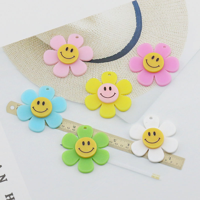 DIY 주얼리 액세서리 체인 8잎 30mm 아크릴 스마일 펜던트 한국 귀걸이 해바라기 이미지 3