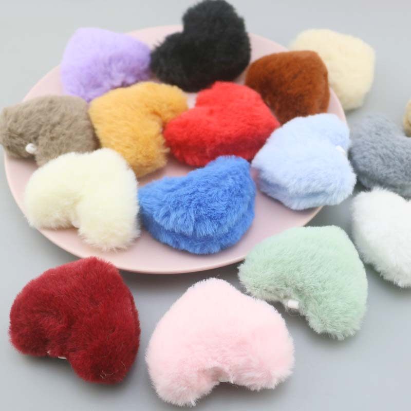 5厘米毛绒仿兔毛爱心心形挂件DIY饰品配件包包服饰钥匙扣车挂吊坠