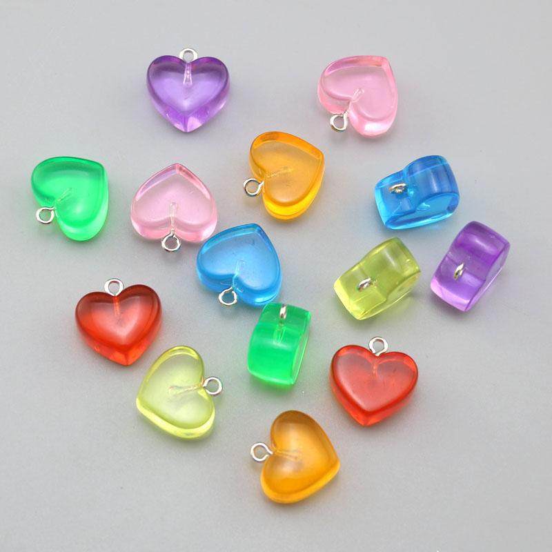 DIY饰品配件 亚克力透明彩色桃心心形爱心钥匙扣包包项链吊坠挂件