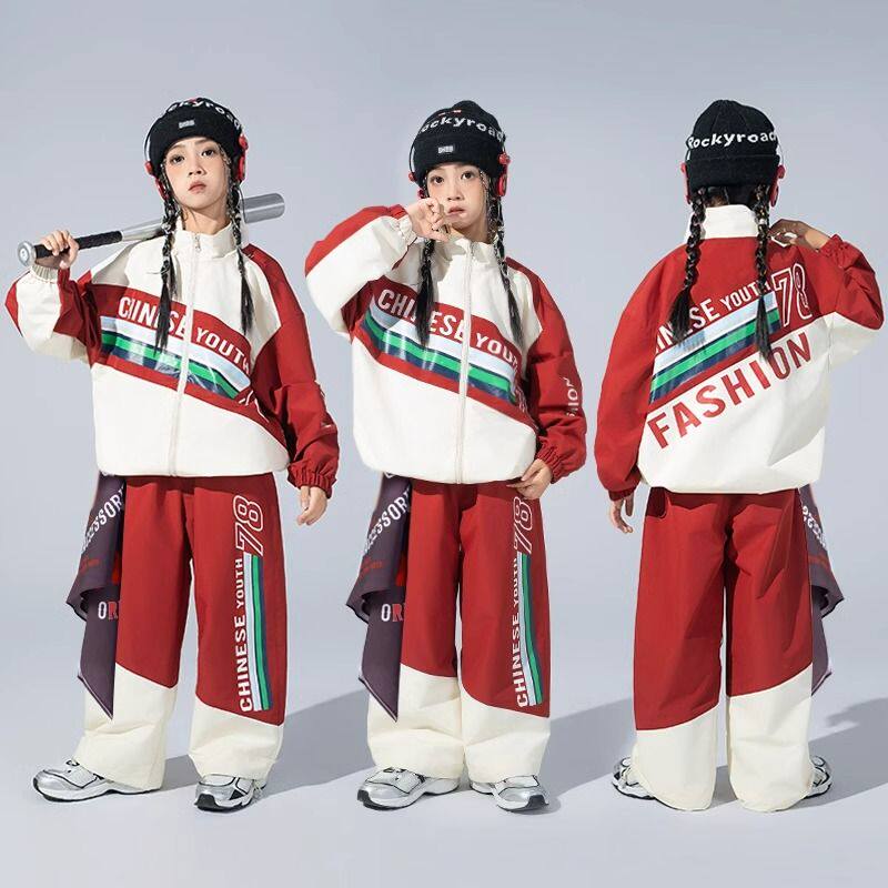 街舞儿童潮服hiphop童装架子鼓演出服男童嘻哈中小学生运动会服装