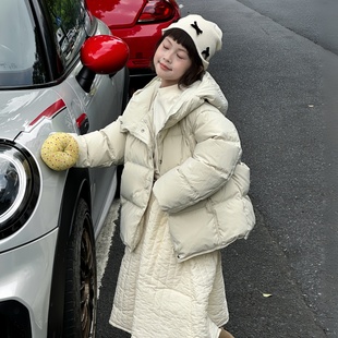 女童羽绒服2025冬装新款加厚90绒短款宝宝连帽三防风保暖童装外套