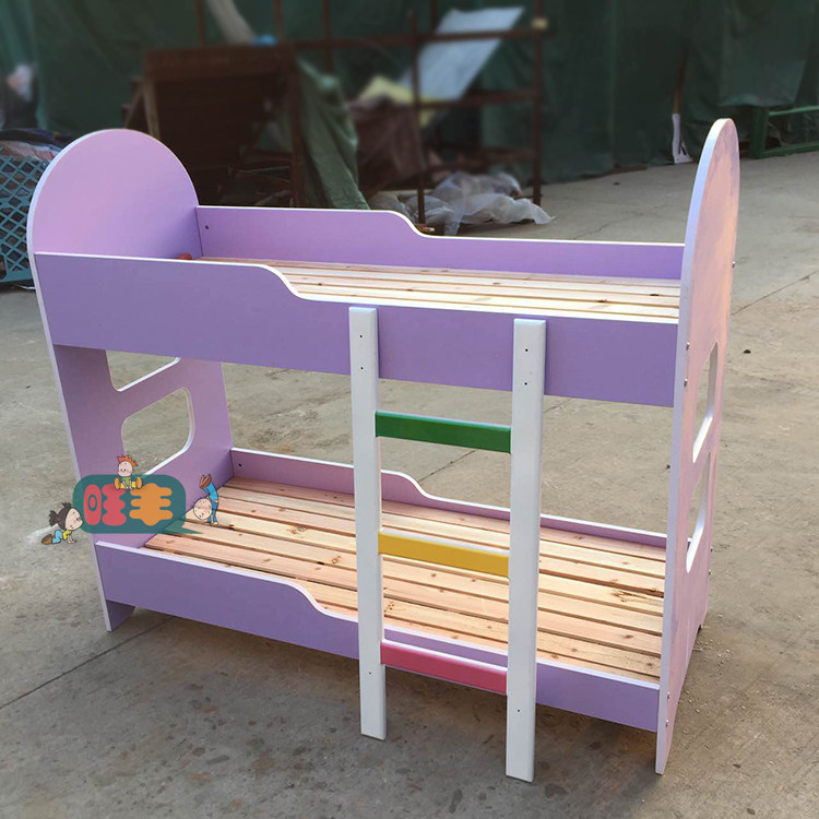 幼儿园亲子园儿童午休床午睡床造型双层床防火板带楼梯上下铺睡床