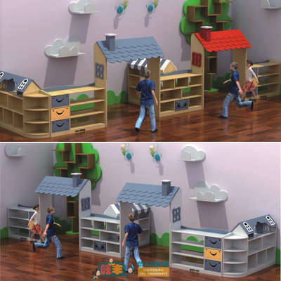 立体区角新欧尚屋檐组合柜早教幼儿园儿童储物架区域玩具收纳架