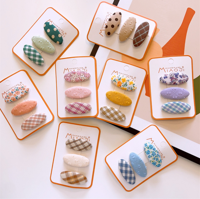 2023韩系儿童布艺碎花发夹女童充棉亲子格纹椭圆BB夹刘海碎发边夹,童装/婴儿装/亲子装,发饰,淘宝优惠券,粉丝福利购,淘宝优惠卷