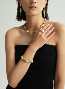 优霓 happy hour彩色矿石串珠手链