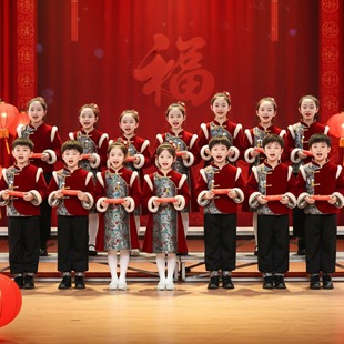 泥娃闹春韵演出服儿童群舞喜庆表演服少儿诗歌朗诵红歌合唱服加绒