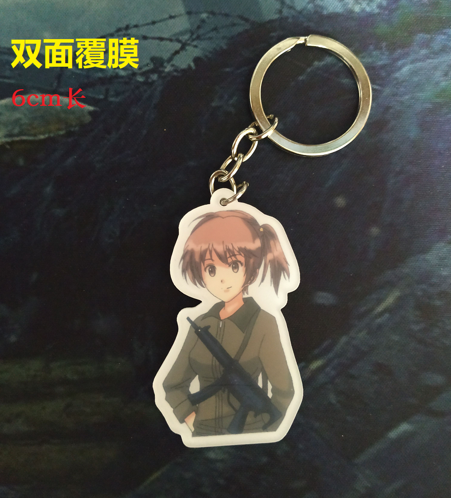 少女与战车亚里莎钥匙扣mp5smg警官小姐姐panzervor长60mm亚克力