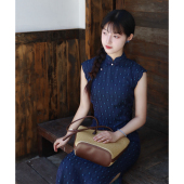蓝色文艺绝美女薄款 南笙波点新中式 古法无袖 夏季 改良旗袍2026新款