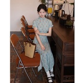 夏季 枝意新中式 日常旗袍绿色碎花2025新款 年轻少女改良小清新显白
