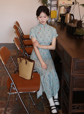 枝意新中式日常旗袍绿色碎花2026新款夏季年轻少女改良小清新显白