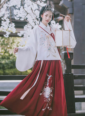 绣花仙女交领袄裙琵琶袖表演服
