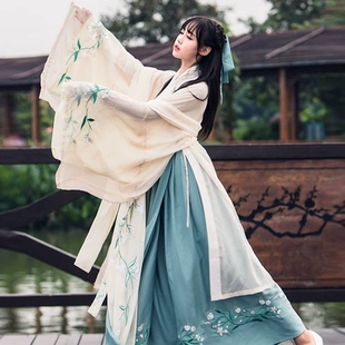 杜若古风仙女汉服魏晋风古装毕业照大学高中运动会入场年会服出租