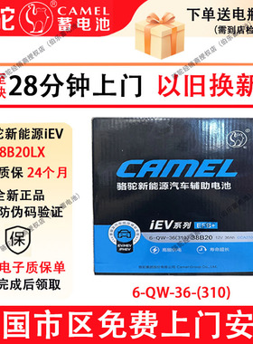 骆驼新能源辅助蓄电池38B20LX比亚迪元PLUS下固定专用46B24LX
