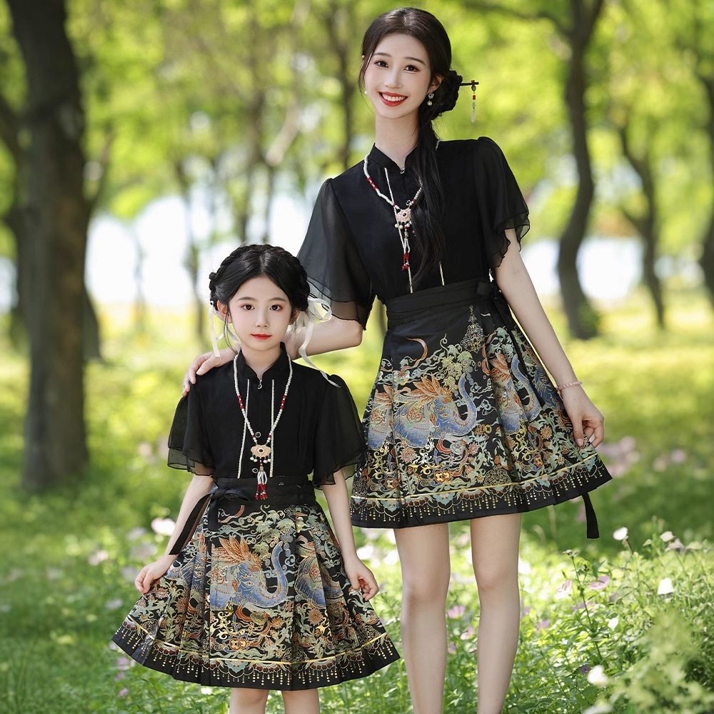 夏季母女装中国风汉服马面裙套装