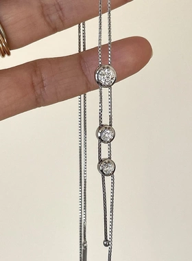 Lucky K S925纯银中古风泡泡钻项链女轻奢百搭高级小气泡钻石项链