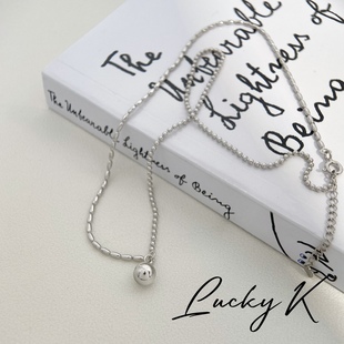 ins简约风豆粒项链 S925纯银新款 Lucky