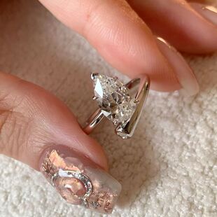 Lucky K S925纯银梨形水滴交叉锆石戒指小众彗星戒指精致百搭