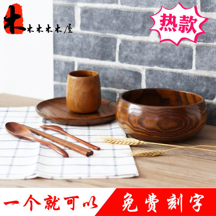 日式木质平底碗 实木带盖泡面碗 木制套装餐具李子柒同款2019新品|msdalam kategori pinggan mangkuk, pinggan mangkuk, Bowl - dari Buy2taobao.com untuk memberikan perkhidmatan ejen Taobao profesional membeli