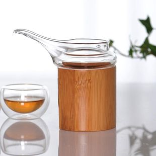 创意鹰嘴加厚玻璃公道杯竹筒隔热优质耐热分茶器功夫茶具公杯