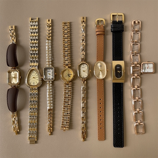 vintage小众时装高级感时尚气质女士手表时髦复古精致显白石英表