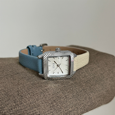 IEKE个性小方盘撞色奶油石英手表