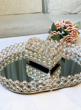 婚庆水晶玻璃托盘轻奢