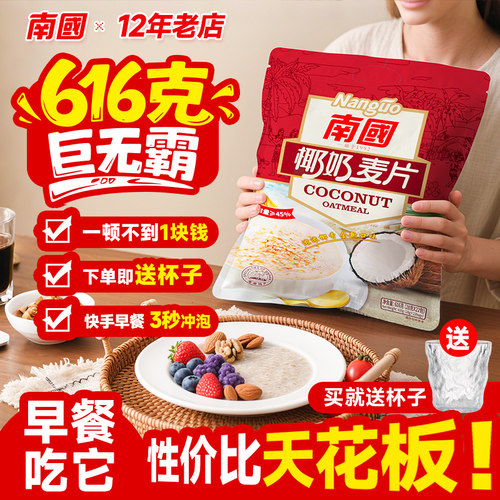 南国椰奶燕麦片22小包营养早餐即食冲饮速溶免煮懒人速食品学生袋