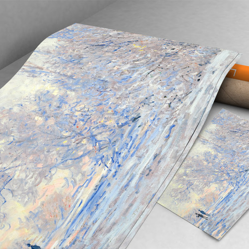 莫奈冬日包装纸哑光名画唯美创意礼物礼品塞纳河雪景手工背景纸