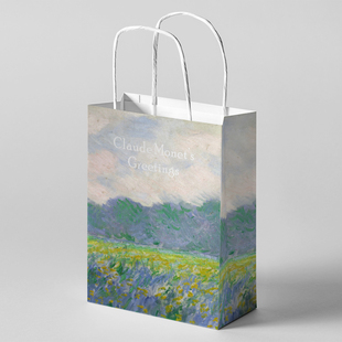 礼物袋 莫奈油画春夏系列鸢尾花睡莲礼品包装袋手提纸袋支持定制