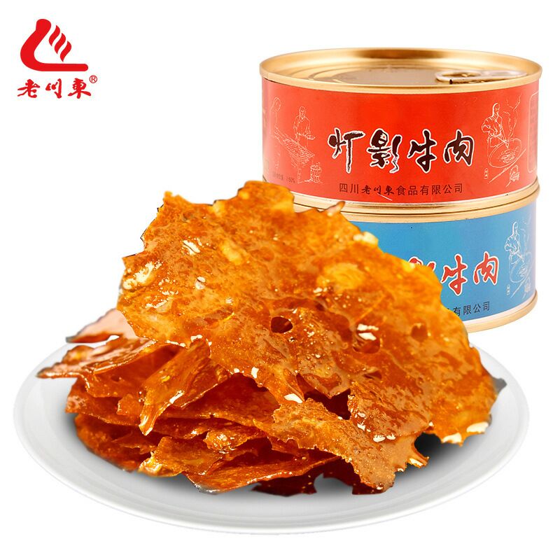老川東燈影牛肉片80g*3四川特產五香麻辣牛肉干罐頭成都小吃零食
