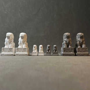 微缩模型中式 小狮子摆件水泥鱼缸造景微景观造景文创夜市摆摊礼品