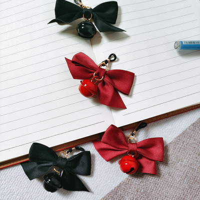 点缀饰品黑色红色可爱蝴蝶结铃铛