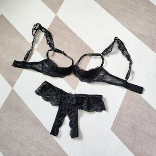 628聚拢胸托胸罩哺乳奶罩露托禁欲系1 内衣 4黑色蕾丝性感文胸套装