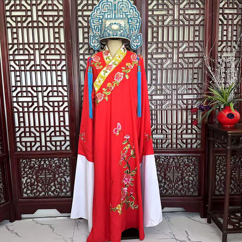 越剧戏剧古装黄梅戏闽剧新款梁山伯祝英台十八相送勾金斜领小生衣
