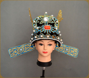 新款春秋戏曲古装越剧点绸状元帽驸马帽京剧官帽花纱帽六角状元帽