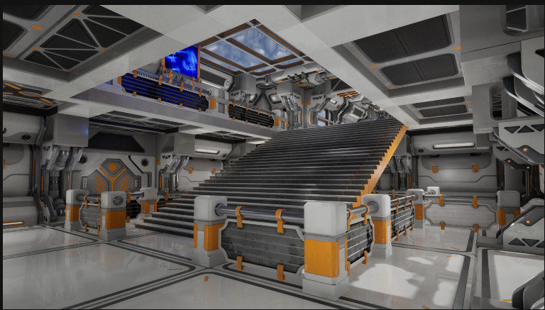 虚幻ue5 scifi科幻风室内场景素材 大厅走廊合集多种风格示例关卡