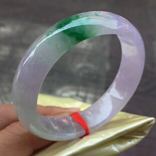 云尚翡翠 翡翠手镯 天然A货玉手镯 缅甸翡翠镯子 玉镯子 辣绿飘花